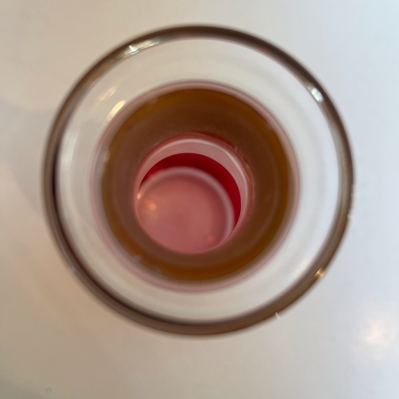 Vintage Cranberry Glass Decanter with Crystal Stopper & 6 Wine Glasses Set - Picture 4 of 15